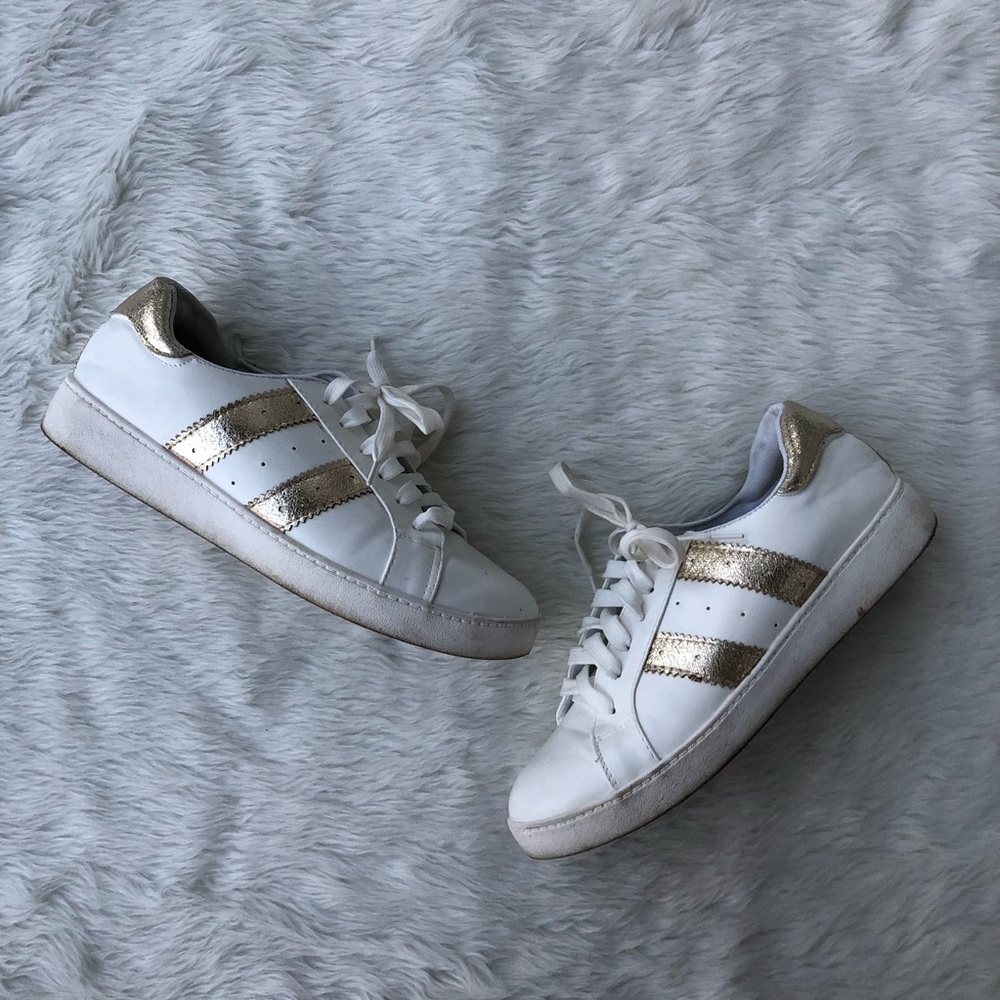 Gold and White Sneakers